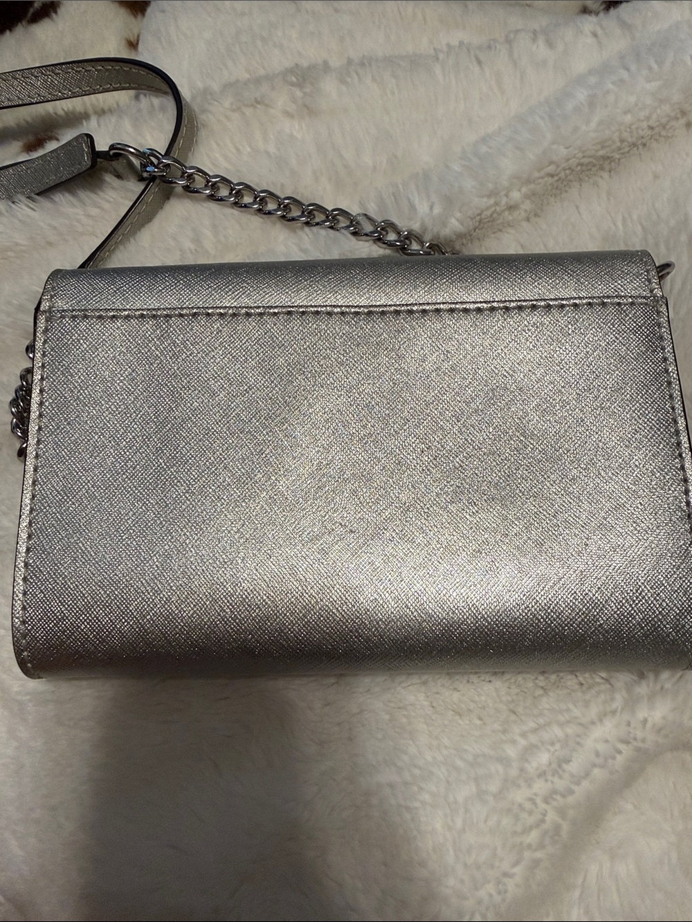 Michael Kors Metallic Silver Crossbody Chain Wallet - Picture 5 of 6